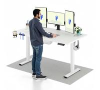 FLEXISPOT Bureau Assis Debout Électrique 160x60cm, Bureau Réglable Électrique en Hauteur avec Plateau Blanc, Table d'ordinateur avec Crochet, Fonction Mémoire, pour Bureau, Télétravail