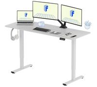 FlexiSpot Bureau Assis Debout Électrique 160x60cm, Bureau Réglable, Table d'ordinateur avec Crochet, Fonction Mémoire, Blanc