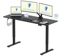 FlexiSpot Bureau Assis Debout Électrique 160x60cm, Bureau Réglable, Table d'ordinateur avec Crochet, Fonction Mémoire, Noir