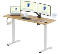 FlexiSpot Bureau Assis Debout Électrique 160x60cm, Bureau Réglable, Table d'ordinateur avec Crochet, Fonction Mémoire, Maple