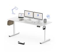 FLEXISPOT Bureau Assis Debout Électrique 180x80cm, Bureau Réglable Électrique en Hauteur avec Plateau Blanc, Table d'ordinateur avec Crochet, Fonction Mémoire