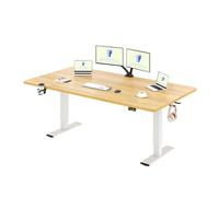 FLEXISPOT Bureau Assis Debout Électrique 180x80cm, Bureau Réglable Électrique en Hauteur avec Plateau Érable, Table d'ordinateur avec Crochet, Fonction Mémoire