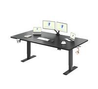 FLEXISPOT Bureau Assis Debout Électrique 180x80cm, Bureau Réglable Électrique en Hauteur avec Plateau Noir, Table d'ordinateur avec Crochet, Fonction Mémoire