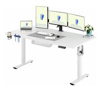FlexiSpot Bureau Assis Debout Électrique 180x80cm, Bureau Réglable, Table d'ordinateur avec Crochet, Fonction Mémoire, Blanc