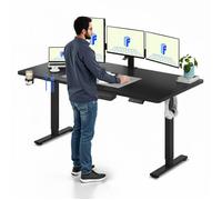 FlexiSpot Bureau Assis Debout Électrique 180x80cm, Bureau Réglable, Table d'ordinateur avec Crochet, Fonction Mémoire, Noir