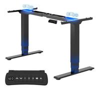 FlexiSpot Bureau Assis Debout Électrique 2 Moteurs, Charge 160kg, 3 Colonnes, Rappel de Sédentarité, Système Anti-collision, Noir