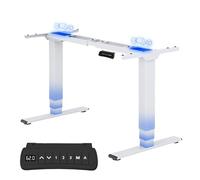 FlexiSpot Bureau Assis Debout Électrique 2 Moteurs, Charge 160kg, 3 Colonnes, Rappel de Sédentarité, Système Anti-collision, Panneau Mémoire, Cadre en Acier, Blanc