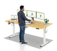 FLEXISPOT Bureau Assis Debout Électrique 200x80cm, Bureau Réglable Électrique en Hauteur avec Plateau Érable, Table d'ordinateur avec Crochet, Fonction Mémoire