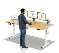 FlexiSpot Bureau Assis Debout Électrique 200x80cm, Bureau Réglable, Table d'ordinateur avec Crochet, Fonction Mémoire, Maple