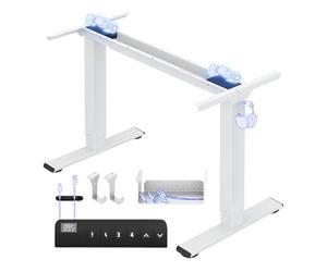 FlexiSpot Bureau Assis Debout Électrique à 2 Moteurs Charge 100kg, Bureau Réglable en Hauteur en Acier avec Panneau Smart à Fonctions Mémoires, Système Anti-collision, Cadre en Blanc
