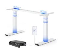 FLEXISPOT Bureau Assis Debout Électrique à 2 Moteurs, Charge 200kg, Cadre de Bureau Assis Debout à 3Ssections Inversées, Système Anti-Collision, Commande à 4 Mémoires avec USB, Blanc