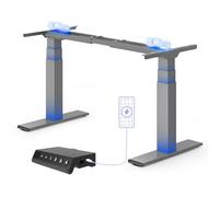 FLEXISPOT Bureau Assis Debout Électrique à 2 Moteurs, Charge 200kg, Cadre de Bureau Assis Debout à 3Ssections Inversées, Système Anti-Collision, Commande à 4 Mémoires avec USB, Gris