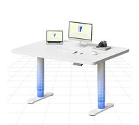 FLEXISPOT Bureau Assis Debout Électrique à Moteur Silencieux, Piétement Rond Stable, Plateau 120×80 cm, Réglage de Hauteur avec 4 Positions Mémoire, Système Anti-Collision, Blanc + Blanc