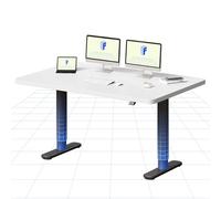 FLEXISPOT Bureau Assis Debout Électrique à Moteur Silencieux, Piétement Rond Stable, Plateau 140×80 cm, Réglage de Hauteur avec 4 Positions Mémoire, Système Anti-Collision, Noir + Blanc