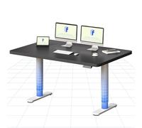 FLEXISPOT Bureau Assis Debout Électrique à Moteur Silencieux, Piétement Rond Stable, Plateau 140×80 cm, Réglage de Hauteur avec 4 Positions Mémoire, Système Anti-Collision, Blanc + Noir
