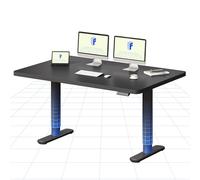 FLEXISPOT Bureau Assis Debout Électrique à Moteur Silencieux, Piétement Rond Stable, Plateau 140×80 cm, Réglage de Hauteur avec 4 Positions Mémoire, Système Anti-Collision, Noir + Noir