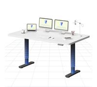 FLEXISPOT Bureau Assis Debout Électrique à Moteur Silencieux, Piétement Rond Stable, Plateau 160×80 cm, Réglage de Hauteur avec 4 Positions Mémoire, Système Anti-Collision, Noir + Blanc