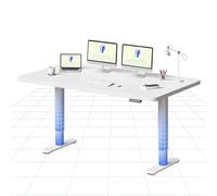 FLEXISPOT Bureau Assis Debout Électrique à Moteur Silencieux, Piétement Rond Stable, Plateau 160×80 cm, Réglage de Hauteur avec 4 Positions Mémoire, Système Anti-Collision, Blanc + Blanc