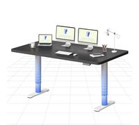 FLEXISPOT Bureau Assis Debout Électrique à Moteur Silencieux, Piétement Rond Stable, Plateau 160×80 cm, Réglage de Hauteur avec 4 Positions Mémoire, Système Anti-Collision, Blanc + Noir