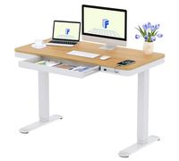 FLEXISPOT Bureau Assis Debout Électrique avec Affichage LED,Fonction Mémoire et Port USB,Table Électrique avec Tiroir pour Bureau à Domicile 120x60cm (Érable)