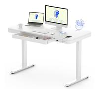 FLEXISPOT Bureau Assis Debout Électrique avec Affichage LED,Fonction Mémoire et Port USB,Table Électrique avec Tiroir pour Bureau à Domicile 120x60cm (Blanc Élégant)