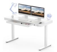 FLEXISPOT Bureau Assis Debout Électrique avec Affichage LED,Fonction Mémoire et Port USB,Table Électrique avec Tiroir pour Bureau à Domicile 120x60cm (Blanc Élégant)