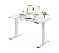 FLEXISPOT Bureau Assis Debout Électrique avec Double Moteur, Plateau Monobloc 25mm, Pieds à 3 Niveaux, 100 kg de Charge, 4 Mémoires, Détection d’Obstacle, 140 * 80 Blanc