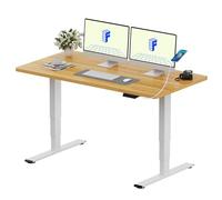 FLEXISPOT Bureau Assis Debout Électrique avec Double Moteur Port USB, Plateau Monobloc 25mm, Pieds à 3 Niveaux, 120 kg de Charge, 4 Mémoires, Détection d’Obstacle, 120 * 80 Érable
