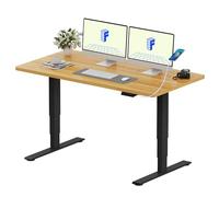 FLEXISPOT Bureau Assis Debout Électrique avec Double Moteur Port USB, Plateau Monobloc 25mm, Pieds à 3 Niveaux, 120 kg de Charge, 4 Mémoires, Détection d’Obstacle, 120 * 80 Érable