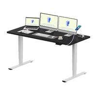 FLEXISPOT Bureau Assis Debout Électrique avec Double Moteur Port USB, Plateau Monobloc 25mm, Pieds à 3 Niveaux, 120 kg de Charge, 4 Mémoires, Détection d’Obstacle, 140 * 80 Noir