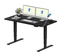 FLEXISPOT Bureau Assis Debout Électrique avec Double Moteur Port USB, Plateau Monobloc 25mm, Pieds à 3 Niveaux, 120 kg de Charge, 4 Mémoires, Détection d’Obstacle, 120 * 80 Noir
