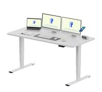 FLEXISPOT Bureau Assis Debout Électrique avec Double Moteur Port USB, Plateau Monobloc 25mm, Pieds à 3 Niveaux, 120 kg de Charge, 4 Mémoires, Détection d’Obstacle, 140 * 80 Blanc