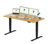 FLEXISPOT Bureau Assis Debout Électrique avec Double Moteur Port USB, Plateau Monobloc 25mm, Pieds à 3 Niveaux, 120 kg de Charge, 4 Mémoires, Détection d’Obstacle, 140 * 80 Érable