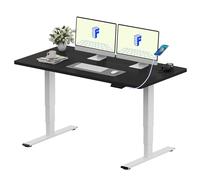 FLEXISPOT Bureau Assis Debout Électrique avec Double Moteur Port USB, Plateau Monobloc 25mm, Pieds à 3 Niveaux, 120 kg de Charge, 4 Mémoires, Détection d’Obstacle, 120 * 80 Noir
