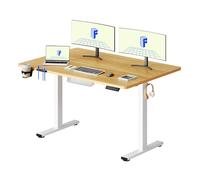 FLEXISPOT Bureau Assis Debout Électrique Basic 140x60cm, Bureau Réglable Électrique en Hauteur avec Plateau Érable, Table d'ordinateur avec Crochet, Fonction Mémoire, pour Table et Chambre