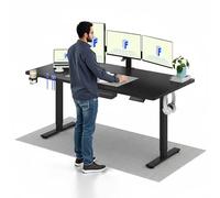 FLEXISPOT Bureau Assis Debout Électrique Basic 140x60cm, Bureau Réglable Électrique en Hauteur avec Plateau Noir, Table d'ordinateur avec Crochet, Fonction Mémoire, pour Table et Chambre