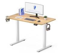 FLEXISPOT Bureau Assis Debout, Plateau de Une Pièce 110x54cm, Bureau Réglable en Hauteur Électrique, Panneau de Contrôle à Fonctions Mémoires, Assemblage Facile(Blanc+ Érable)