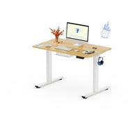 FLEXISPOT Bureau Assis Debout, Une Pièce 100x60cm, Bureau Debout Réglable en Hauteur Électrique, Panneau de Contrôle à Fonctions Mémoires, Assemblage Facile(Blanc+ Érable)