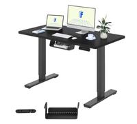 FlexiSpot Bureau Assis Debout Une Pièce 100x60cm,Bureau Réglable en Hauteur Électrique,Système Anti-collision,avec Crochet&Tiroir,Charge de 70kg, Noir