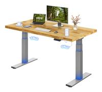FLEXISPOT Bureau Assis Debout ValtreX E200, Bureau Réglable en Hauteur, Plateau en Chêne Massif 27 mm, Double Moteur, Vitesse 40 mm/s, Charge 200 kg, Ports USB, Écran LED 4 Mémoires, Anti-Collision