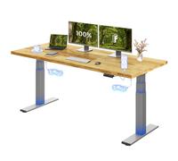 FLEXISPOT Bureau Assis Debout ValtreX E200, Bureau Réglable en Hauteur, Plateau en Chêne Massif 27 mm, Double Moteur, Vitesse 40 mm/s, Charge 200 kg, Ports USB, Écran LED 4 Mémoires, Anti-Collision