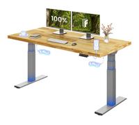 FLEXISPOT Bureau Assis Debout ValtreX E200, Bureau Réglable en Hauteur, Plateau en Chêne Massif 27 mm, Double Moteur, Vitesse 40 mm/s, Charge 200 kg, Ports USB, Écran LED 4 Mémoires, Anti-Collision