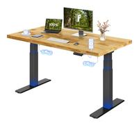 FLEXISPOT Bureau Assis Debout ValtreX E200, Bureau Réglable en Hauteur, Plateau en Chêne Massif 27 mm, Double Moteur, Vitesse 40 mm/s, Charge 200 kg, Ports USB, Écran LED 4 Mémoires, Anti-Collision