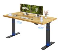FLEXISPOT Bureau Assis Debout ValtreX E200, Bureau Réglable en Hauteur, Plateau en Chêne Massif 27 mm, Double Moteur, Vitesse 40 mm/s, Charge 200 kg, Ports USB, Écran LED 4 Mémoires, Anti-Collision