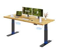 FLEXISPOT Bureau Assis Debout ValtreX E200, Bureau Réglable en Hauteur, Plateau en Chêne Massif 27 mm, Double Moteur, Vitesse 40 mm/s, Charge 200 kg, Ports USB, Écran LED 4 Mémoires, Anti-Collision