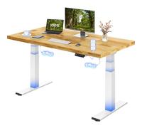 FLEXISPOT Bureau Assis Debout ValtreX E200, Bureau Réglable en Hauteur, Plateau en Chêne Massif 27 mm, Double Moteur, Vitesse 40 mm/s, Charge 200 kg, Ports USB, Écran LED 4 Mémoires, Anti-Collision