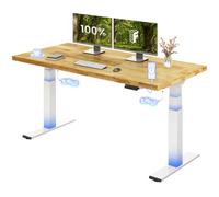 FLEXISPOT Bureau Assis Debout ValtreX E200, Bureau Réglable en Hauteur, Plateau en Chêne Massif 27 mm, Double Moteur, Vitesse 40 mm/s, Charge 200 kg, Ports USB, Écran LED 4 Mémoires, Anti-Collision