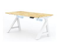 FlexiSpot Bureau Assis-Debout WoodiX E3 140×80cm Avec Plateau En Chêne Massif De 27 mm 2 moteur Gestion Des Câbles Blanc