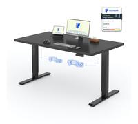 FLEXISPOT Bureau électrique réglable en hauteur 140x80cm 100KG de charge, double moteur, 4 fonctions de mémoire, plateau monobloc de 25mm (Noir)