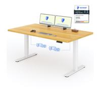 FLEXISPOT Bureau électrique réglable en hauteur 160x80cm 100KG de charge, double moteur, 4 fonctions de mémoire, plateau monobloc de 25mm (érable)
